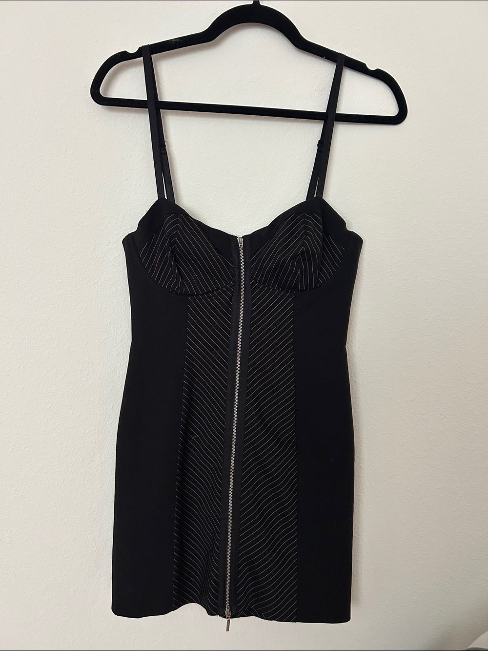 Guess Black Zip-Front Mini Dress